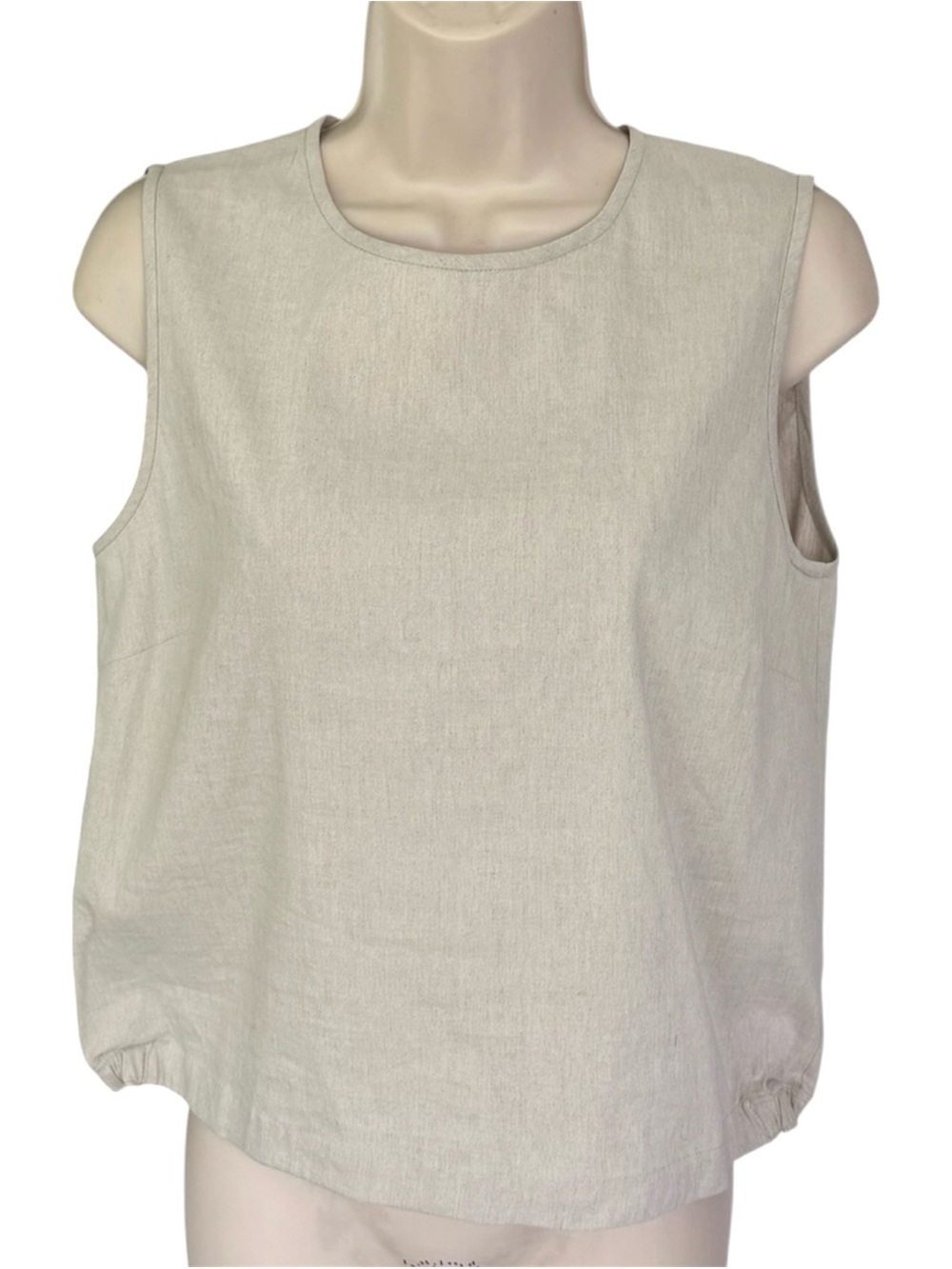 Theory Women’s Kimika Linen Blend Sleeveless Button Back Top Natural Medium